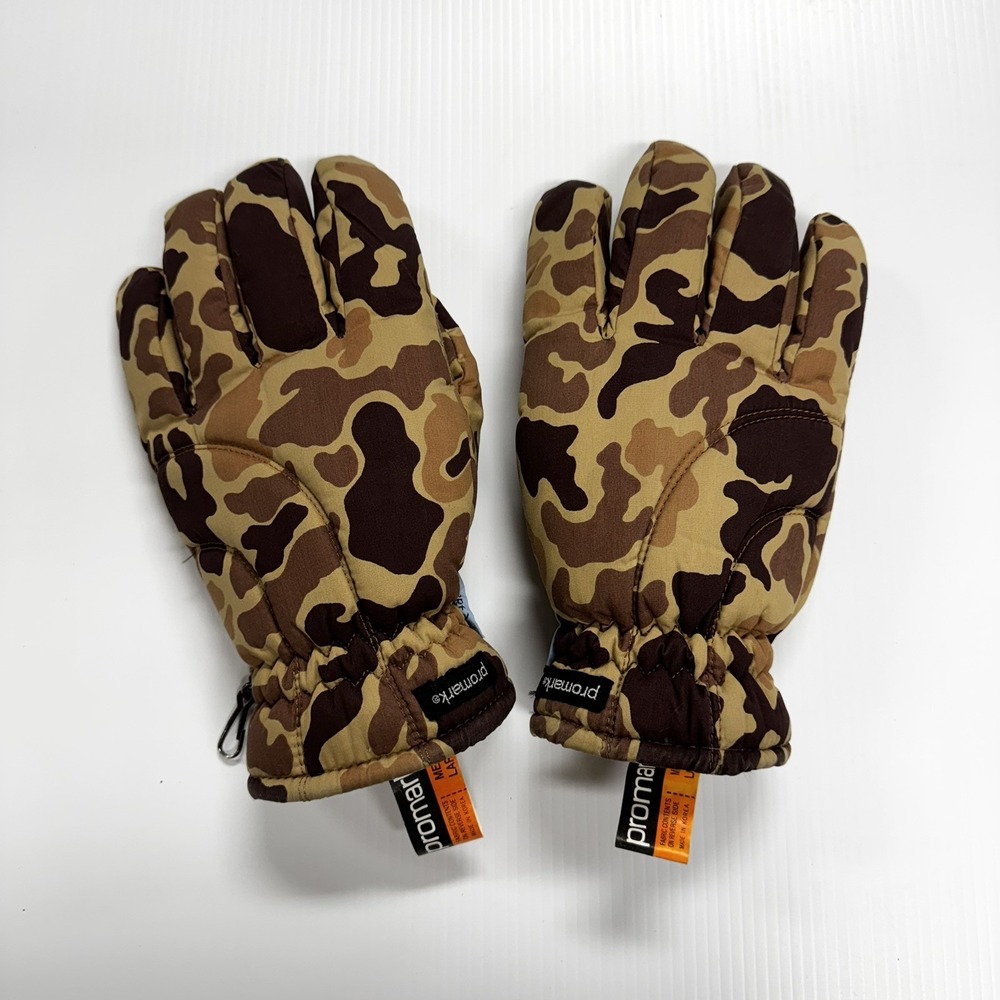 VTG Wells Lamont Promark Heater Pocket Gloves Mens Large Woodland Duck Camo 70's